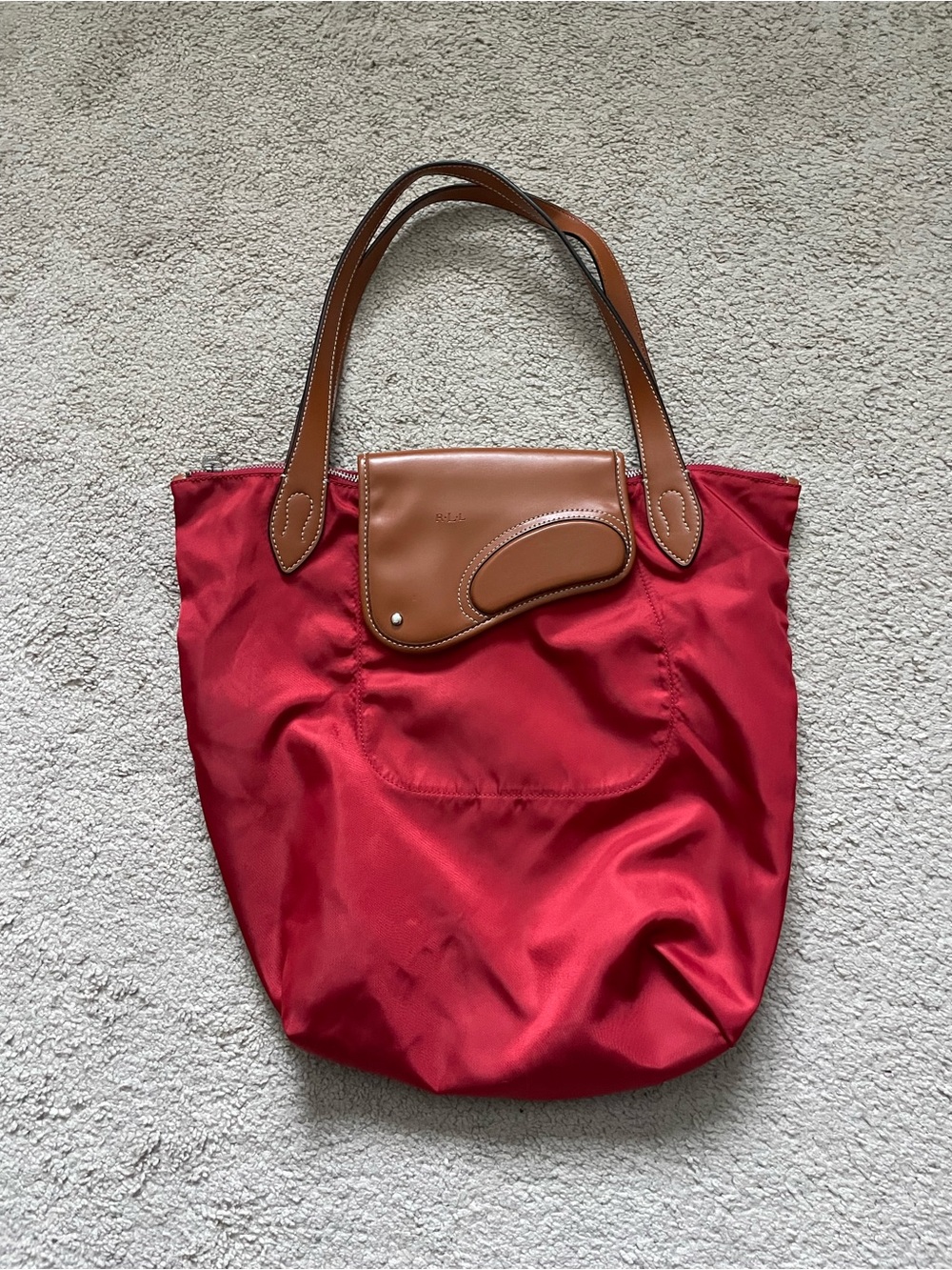 Polo Ralph Lauren - Vintage Nylon Tote Bag with Saddle Flap and Zipper Closure